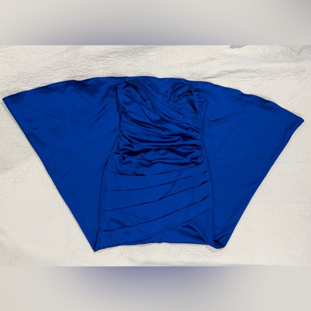 David's Bridal womens Royal Blue Strapless Maxi Dress Size 8 - Picture 14 of 14